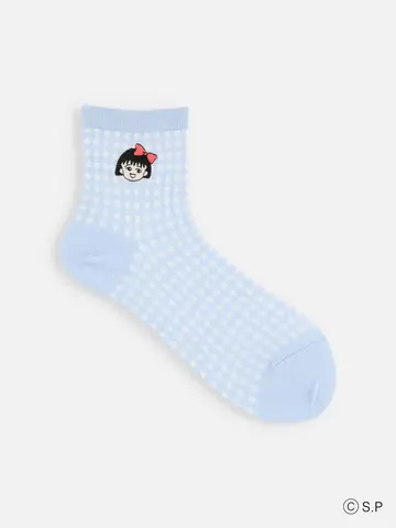 ちびまる子ちゃん ギンガム刺繍ショートソックス