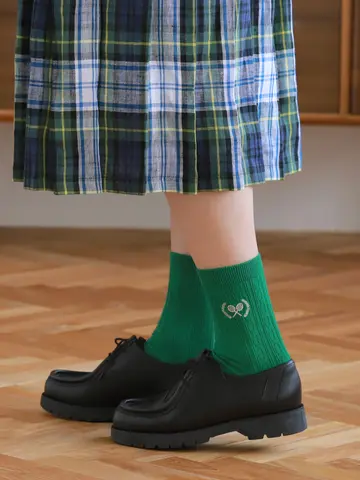 ケーブルテニス刺繡ショートソックス