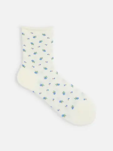 くるくるワッフル花柄ショートソックス