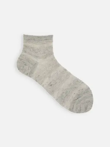 Newピュアリネンメッシュボーダーショートソックス