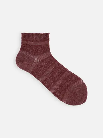 【表糸麻100％】ピュアリネンメッシュボーダーショートソックス