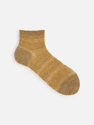 Newピュアリネンメッシュボーダーショートソックス