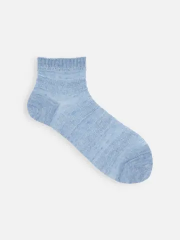 【表糸麻100％】ピュアリネンメッシュボーダーショートソックス