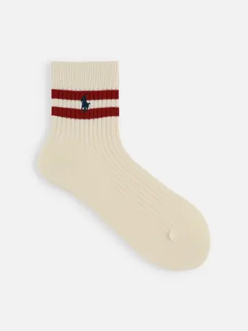 RL ポニー刺繍２本ラインショートソックス