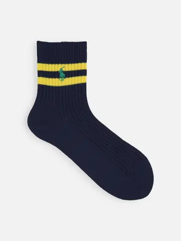 RL ポニー刺繍２本ラインショートソックス