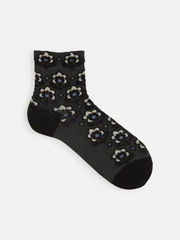 北欧風フラワーフロートショートソックス