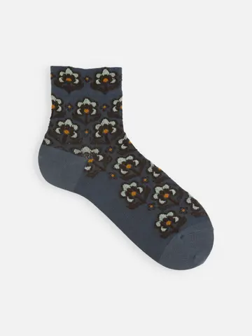 北欧風フラワーフロートショートソックス