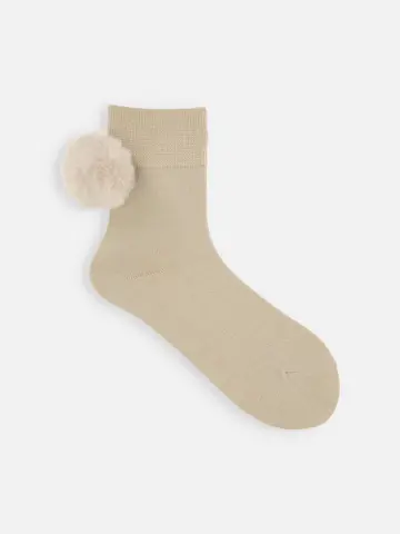 ファー梵天付きショートソックス