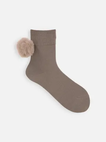 ファー梵天付きショートソックス