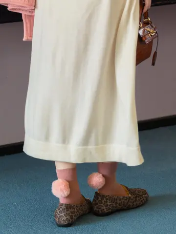 ファー梵天付きショートソックス