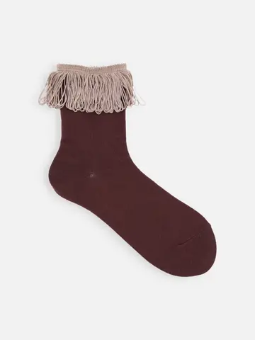 フリンジ付ショートソックス