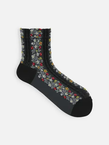 お花とイチゴのフロートショートソックス