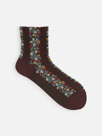 お花とイチゴのフロートショートソックス