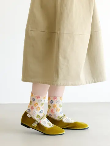 カラフルフラワーフロートショートソックス