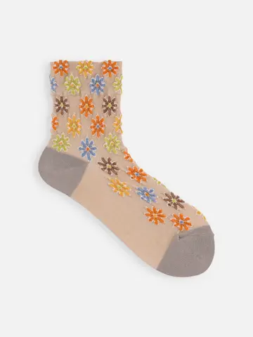 カラフルフラワーフロートショートソックス
