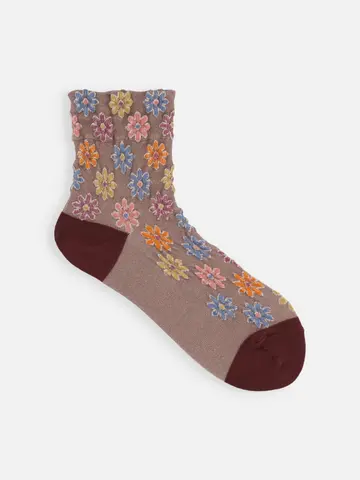 カラフルフラワーフロートショートソックス