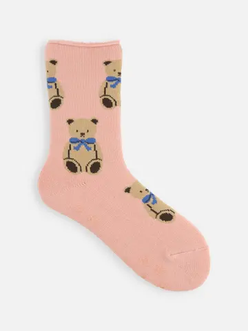 くま柄裏起毛ルームショートソックス