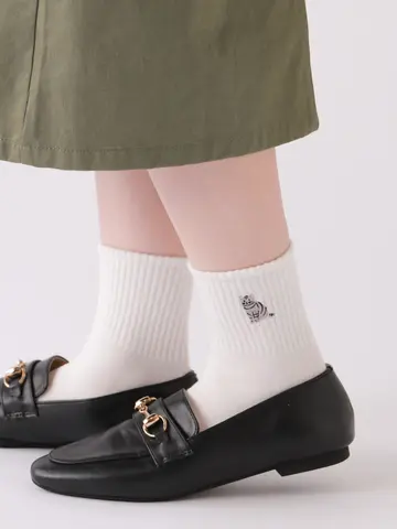 ねこ刺繍アメリブショートソックス