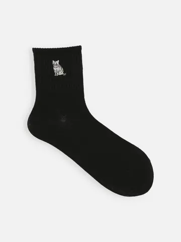 ねこ刺繍アメリブショートソックス