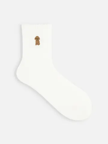 犬刺繍アメリブショートソックス