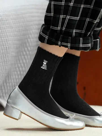 犬刺繍アメリブショートソックス