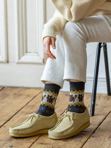 たぬきレトロウィンタージャガードソックス
