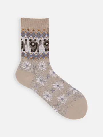 たぬきレトロウィンタージャガードソックス