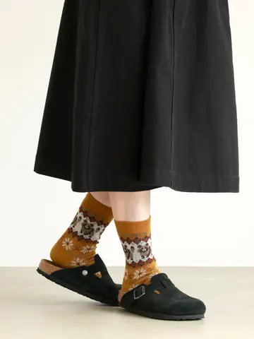 たぬきレトロウィンタージャガードソックス