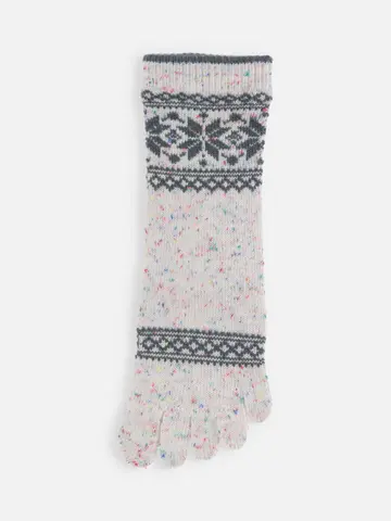 毛混ゴムなし雪柄フェアアイル五本指ソックス