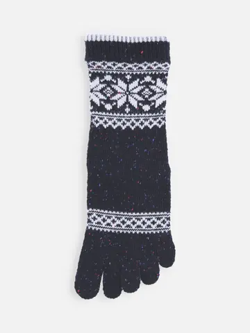 毛混ゴムなし雪柄フェアアイル五本指ソックス