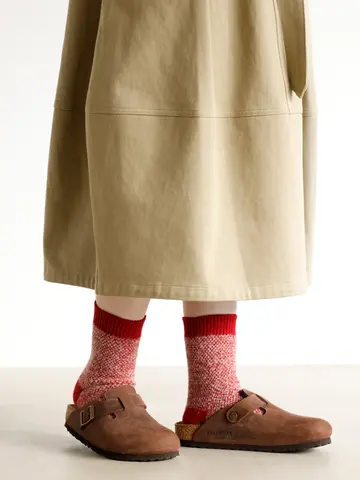 毛混引き揃えメッシュソックス