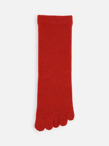 紡毛無地五本指ソックス