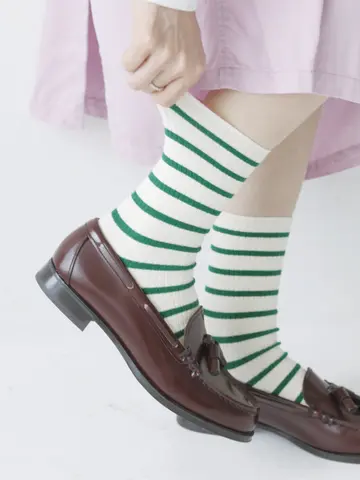 【ゴムくちソフト】リブボーダーソックス