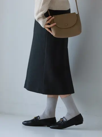 毛混ラメゴム長ソックス