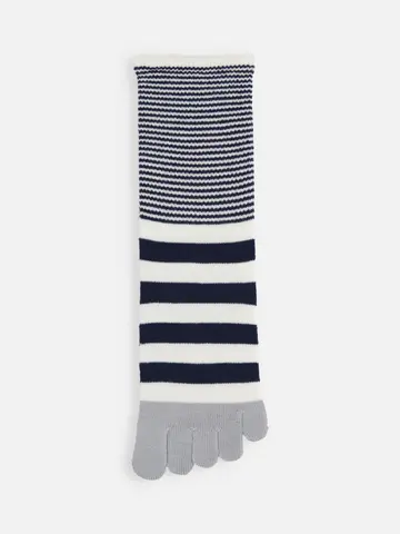 【履き口ゆったり】五本指ボーダー指切替ソックス