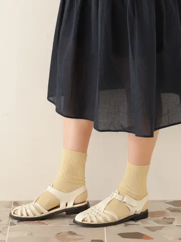 New麻ガーゼ調リブベタソックス