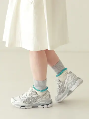 ぷっくりミシン重ね履き風ソックス