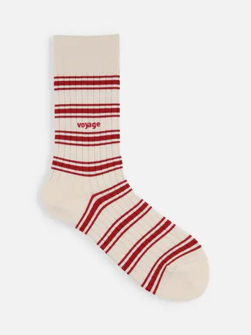 【Epyuk】ロゴ刺繍マルチボーダーリブソックス