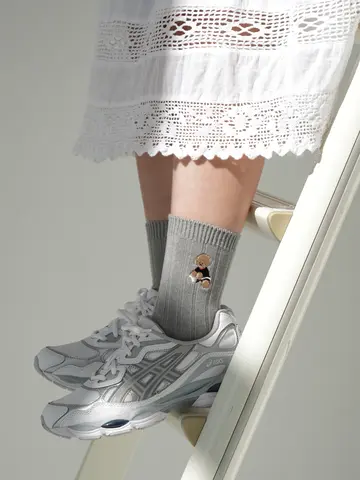 TOMBONIA 刺繍太リブソックス