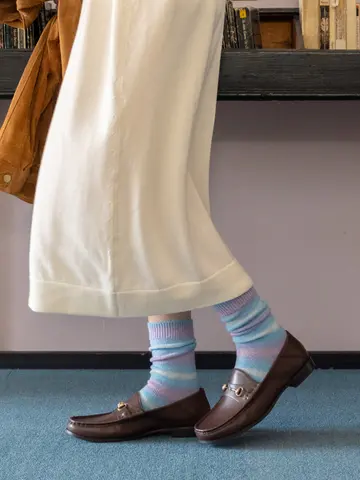 ふわふわグラデボーダーソックス