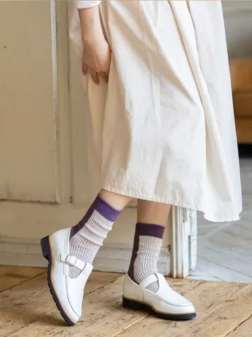 ふわふわラメバイカラージャカードソックス