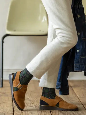 毛混チェックJQソックス