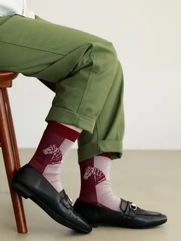 馬柄パネルソックス