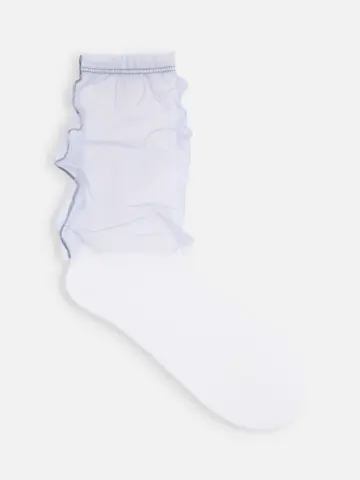 3WAY縫製チュールリブ無地ソックス