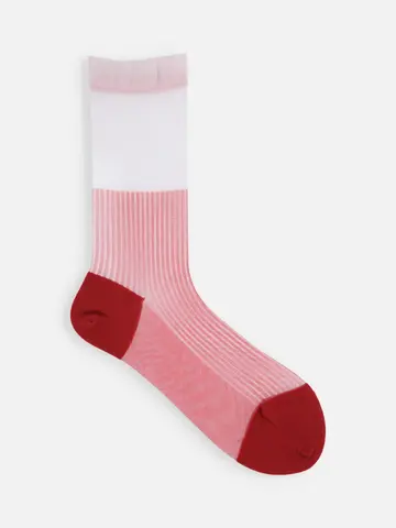 シアーバイカラーストライプソックス