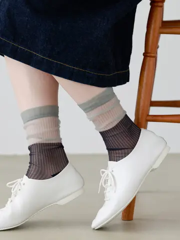 シアーバイカラーストライプソックス