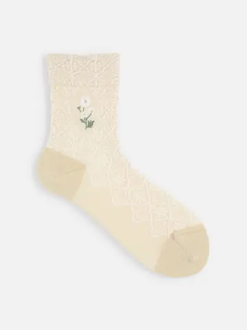 お花刺繍フロートソックス