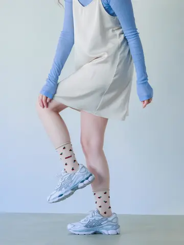 【Epyuk】履き口くるくるチュールフルーツ柄ソックス