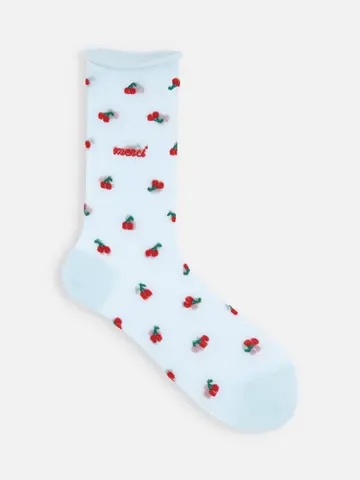 【Epyuk】履き口くるくるチュールフルーツ柄ソックス