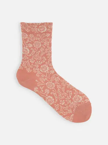 極細ラメクラシック花柄ソックス